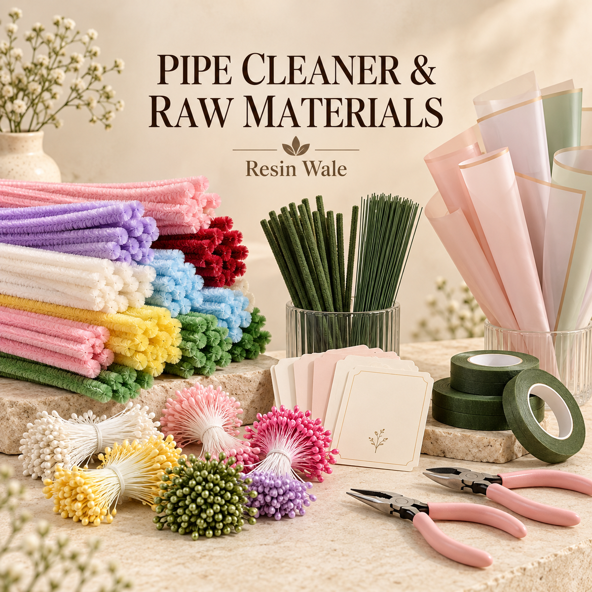 pipe cleaner raw materials materials for flower crafts projects — Resin Wale