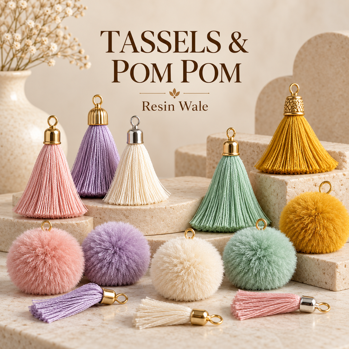 Resin Wale Tassels & Pom Pom