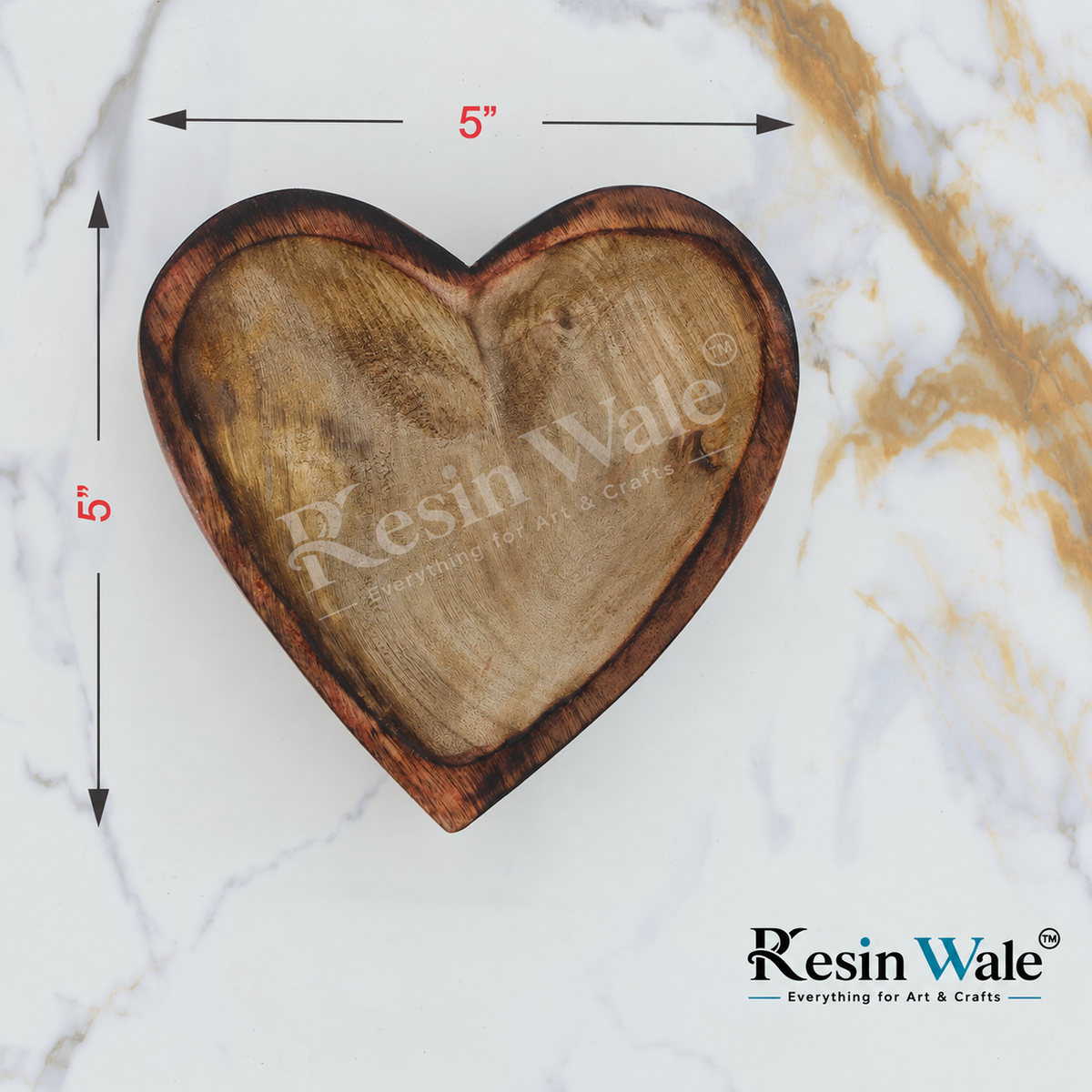 Wooden Candle Heart Bowl - 5x5 Approx