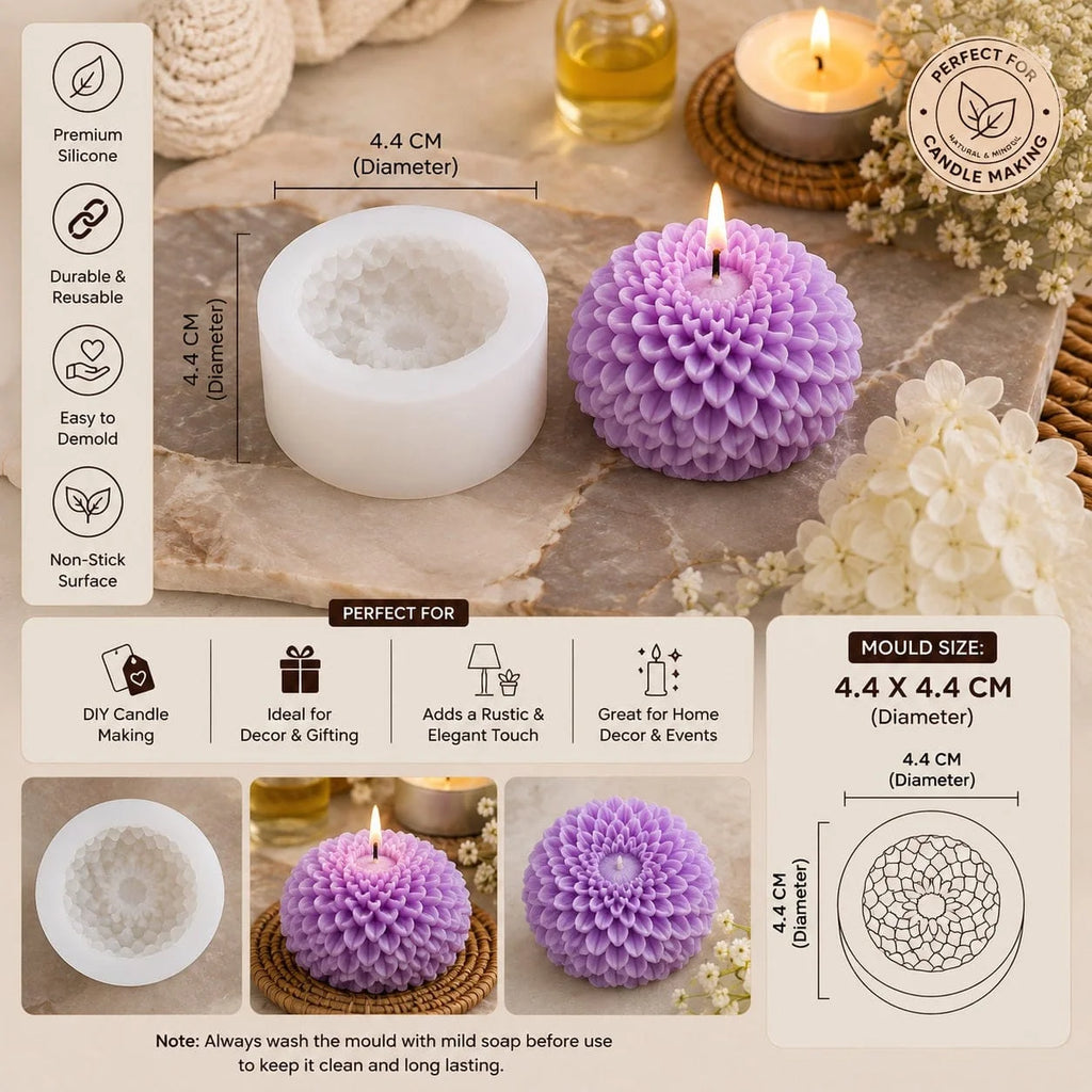 3D Dahlia Shape Flower Silicone Candle Mould
