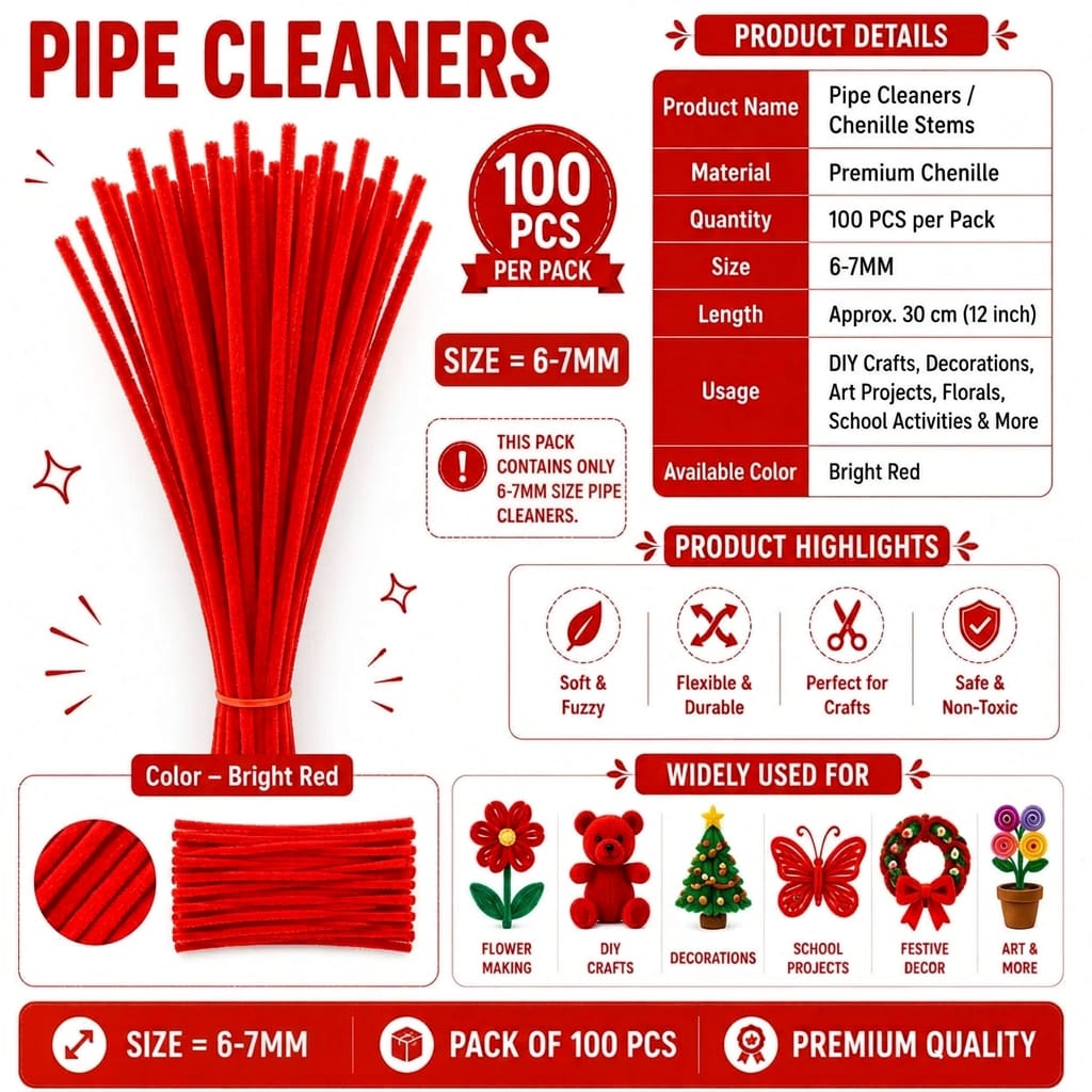 Premium Pipe Cleaner – Bright Red