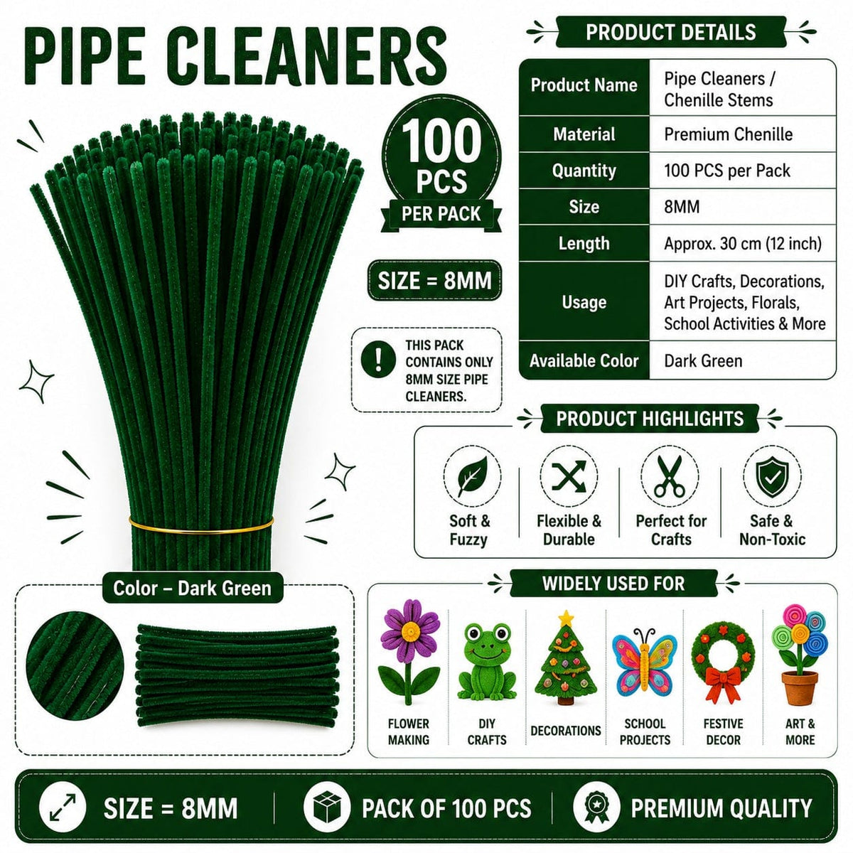 Premium Pipe Cleaner – Dark Green