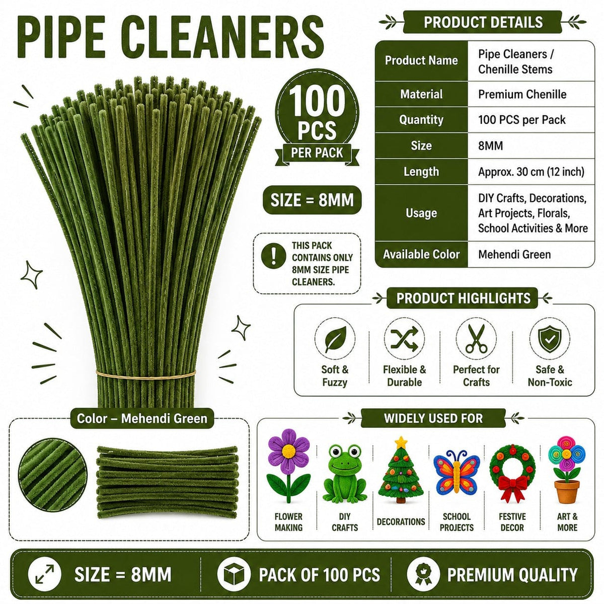 Premium Pipe Cleaner – Mehendi Green