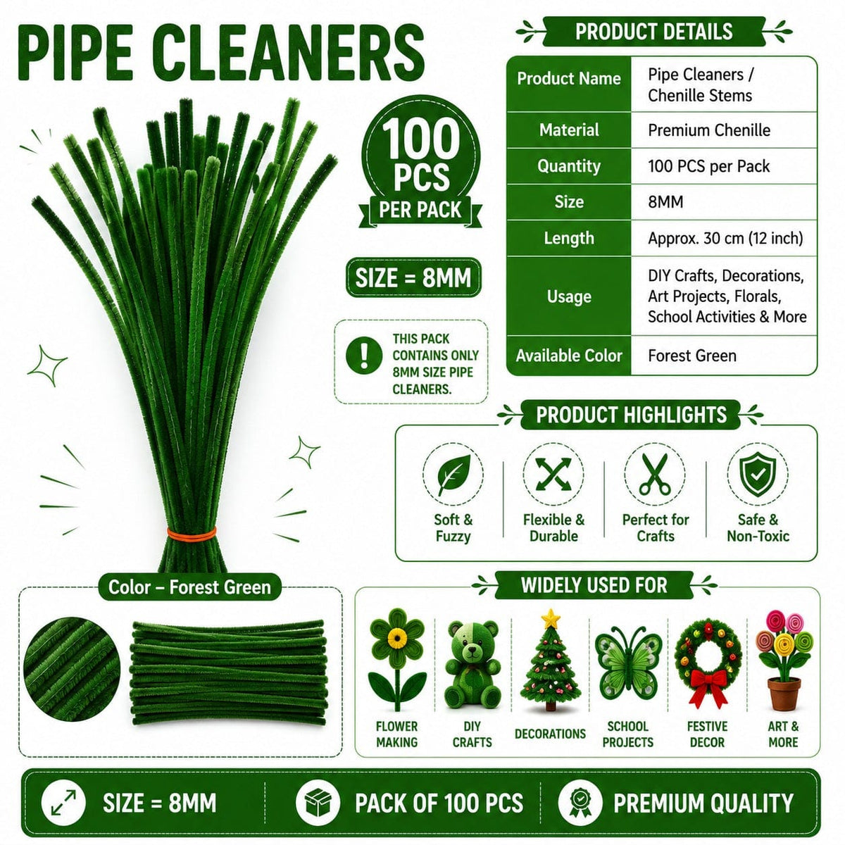 Premium Pipe Cleaner – Forest Green