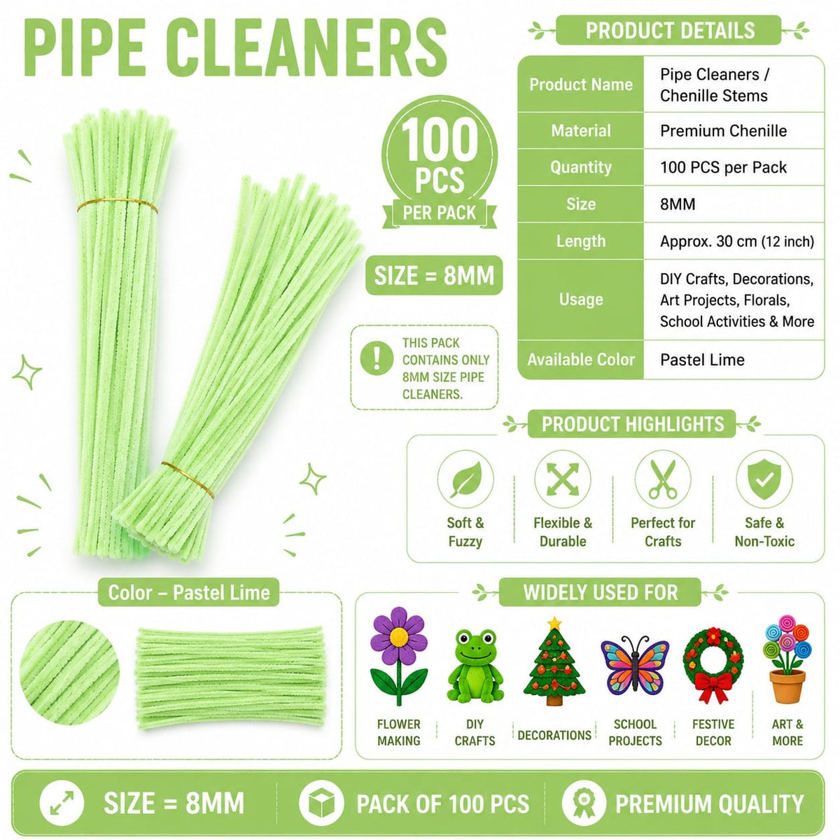 Premium Pipe Cleaner – Pastel Lime