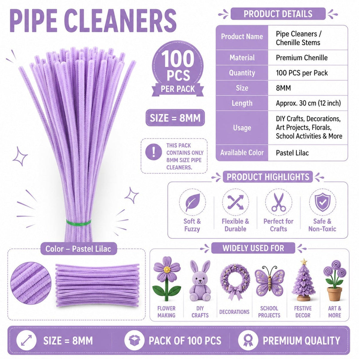 Premium Pipe Cleaner – Pastel Lilac