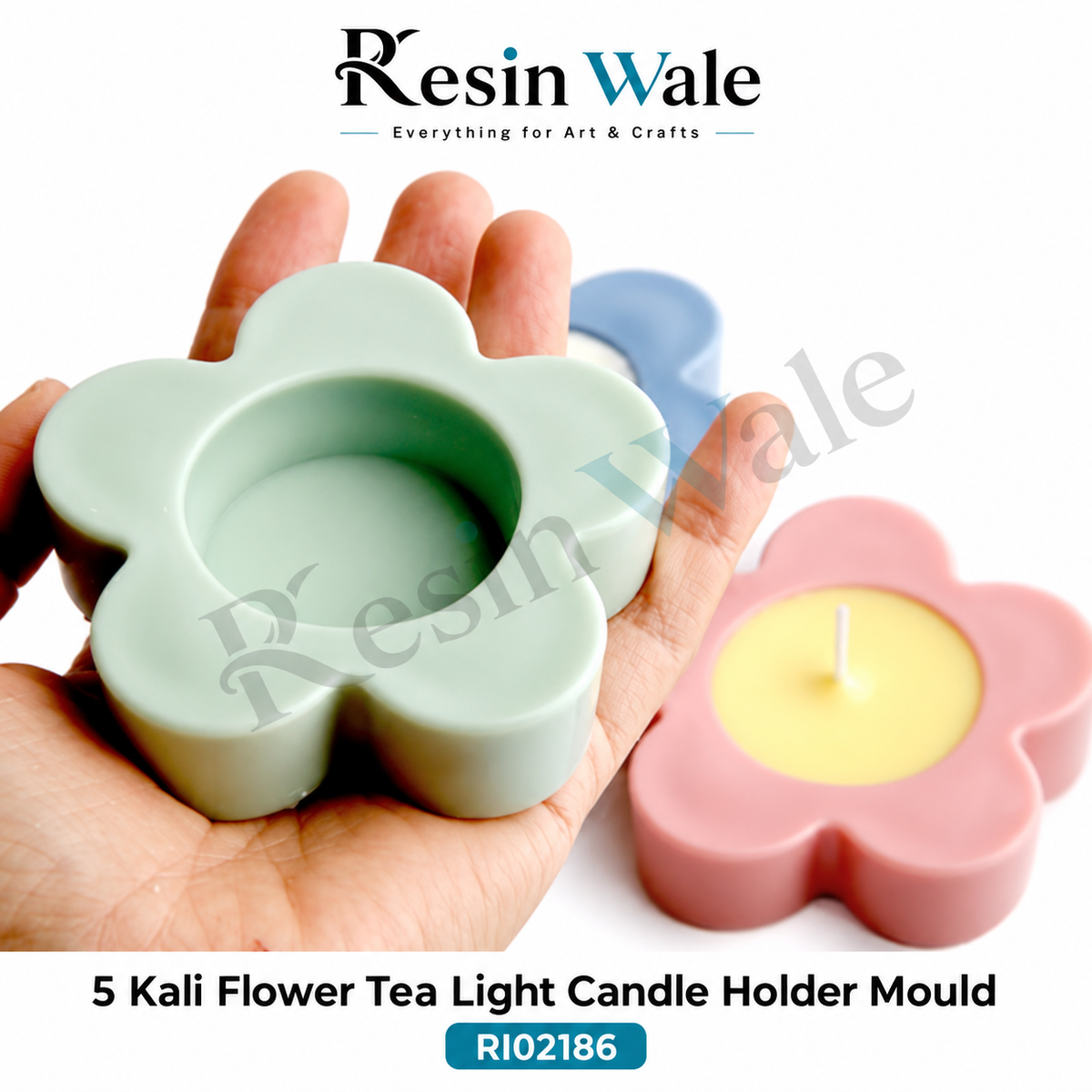 Resin Wale 5 Kali Flower Tea Light Candle Holder Mould RI02186