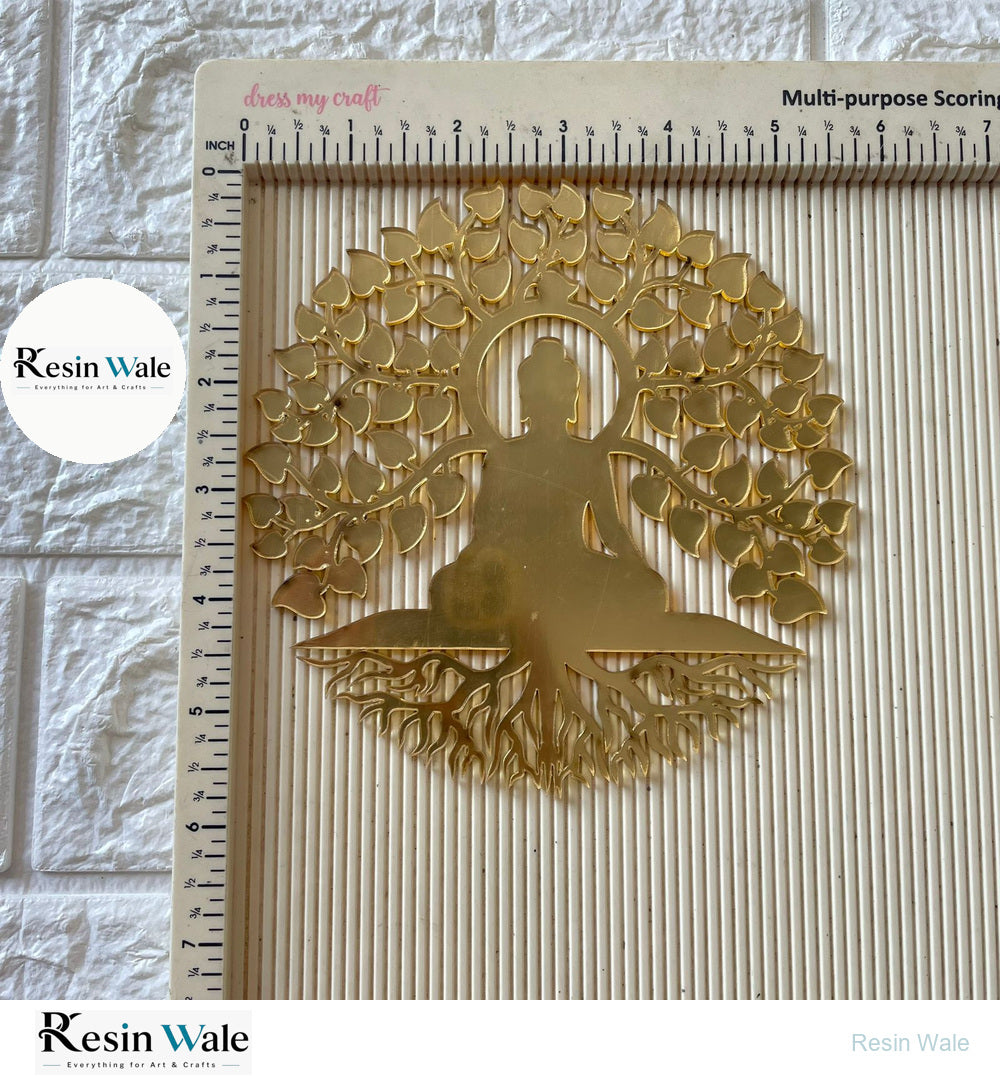 Acrylic Mahaveer Swami With Tree Cutout (A) - Resin Wale