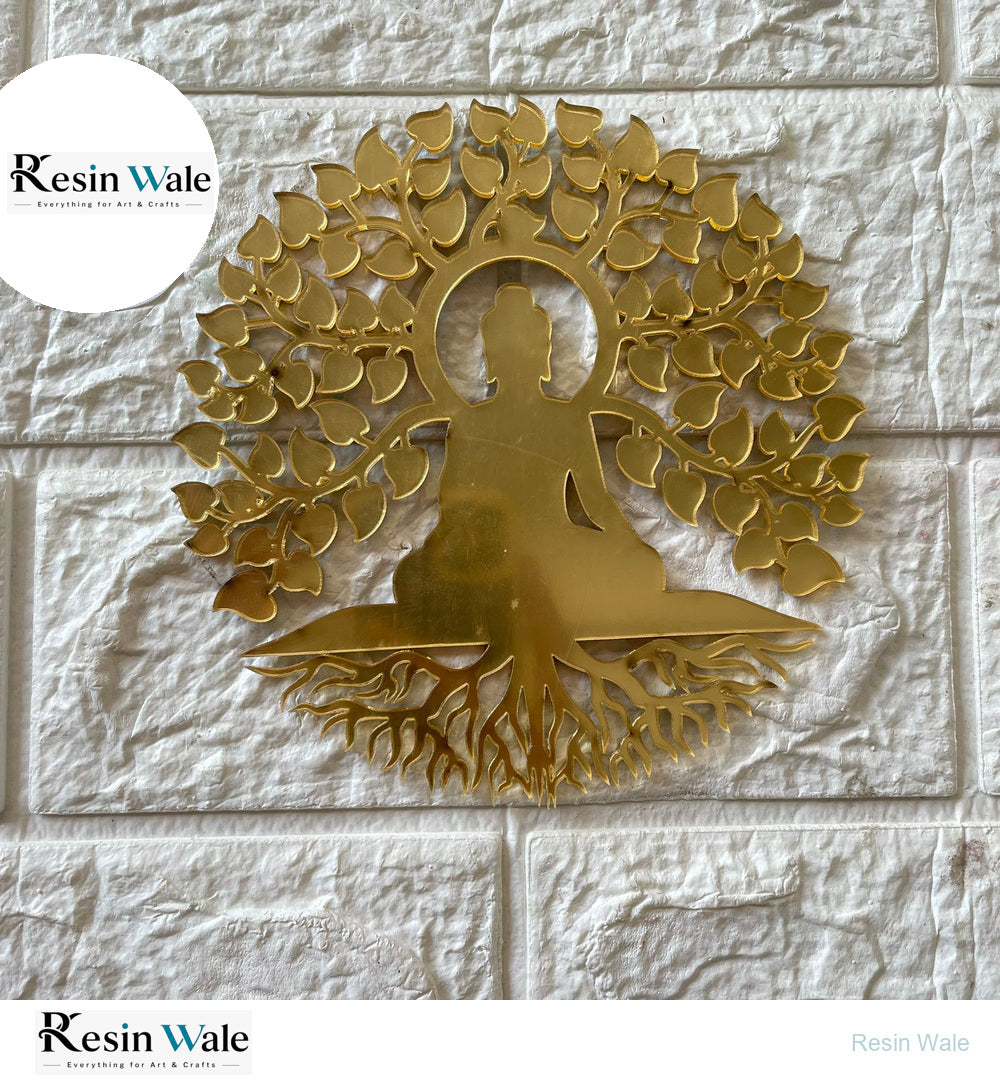 Acrylic Mahaveer Swami With Tree Cutout (A) - Resin Wale