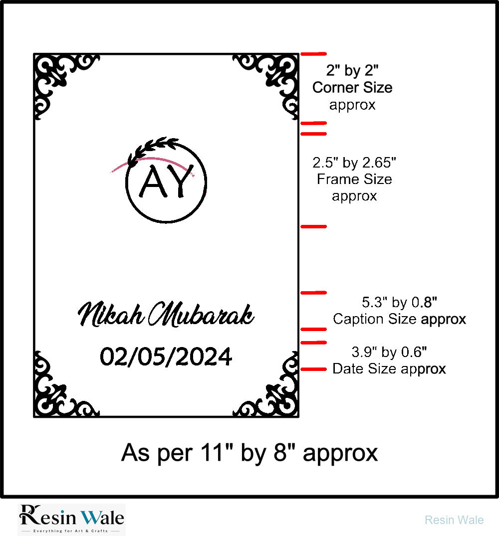 Custom Acrylic - Nikah Mubarak Frame cutouts - Resin Wale