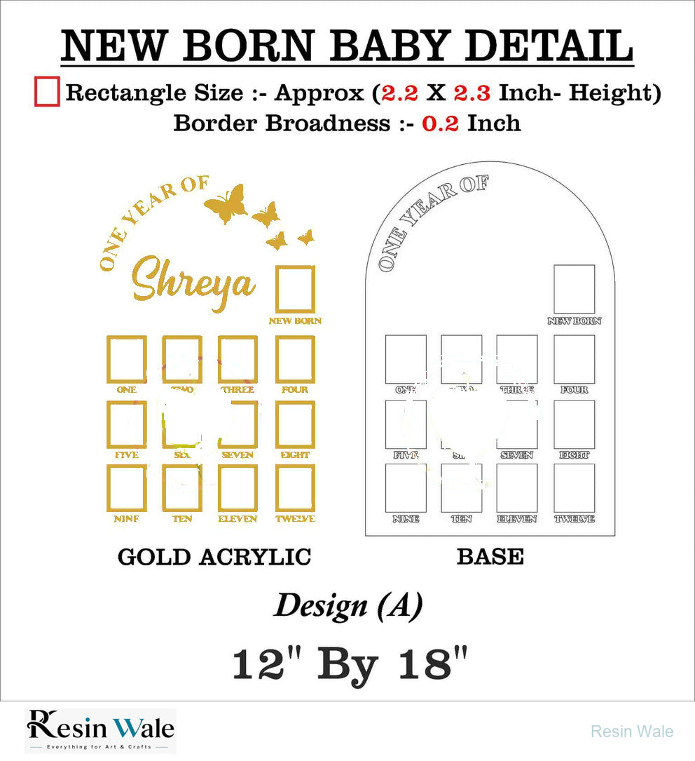 Custom Acrylic - One Year Baby Frame - Resin Wale