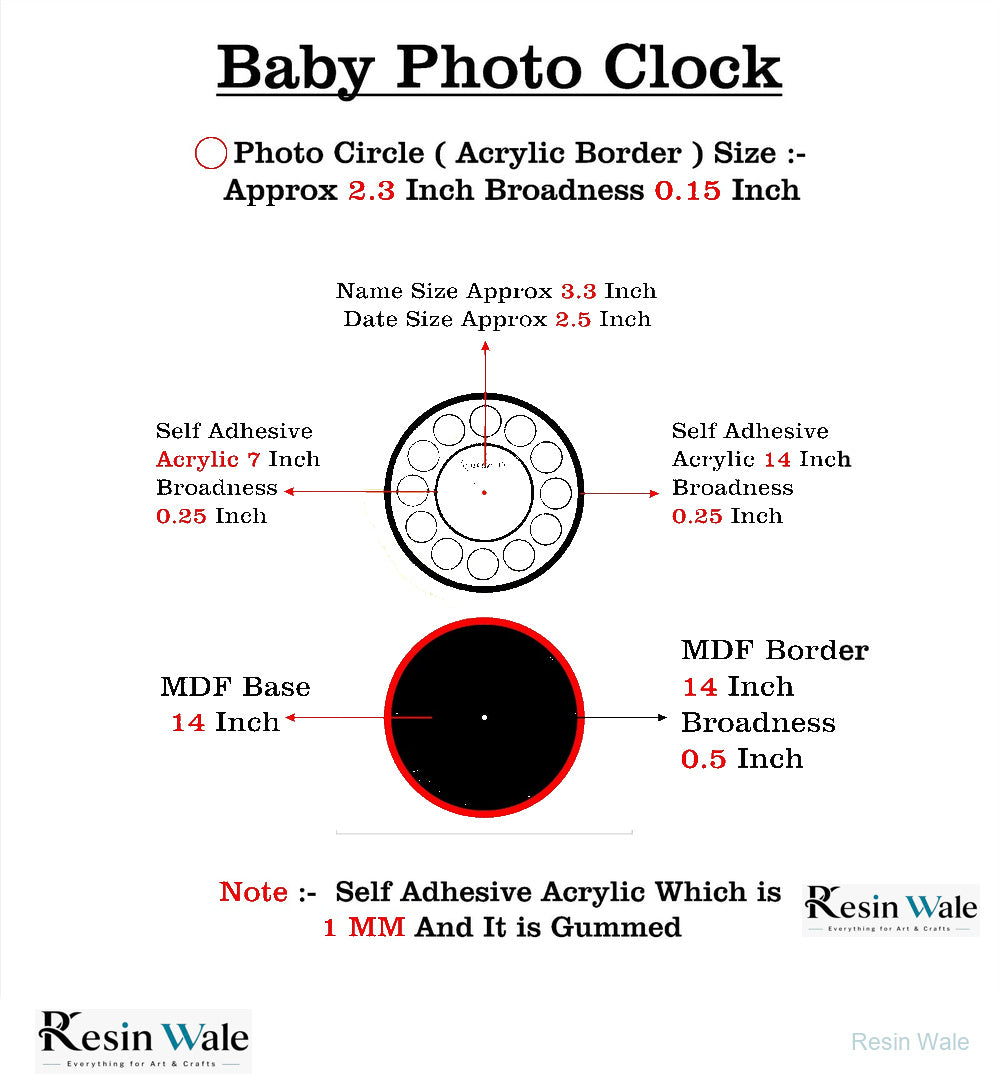 Custom Baby Clock Base with Acrylic Cutouts - Resin Wale