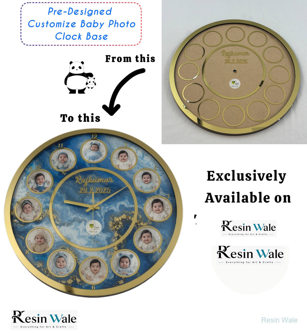 Custom Baby Clock Base with Acrylic Cutouts - Resin Wale