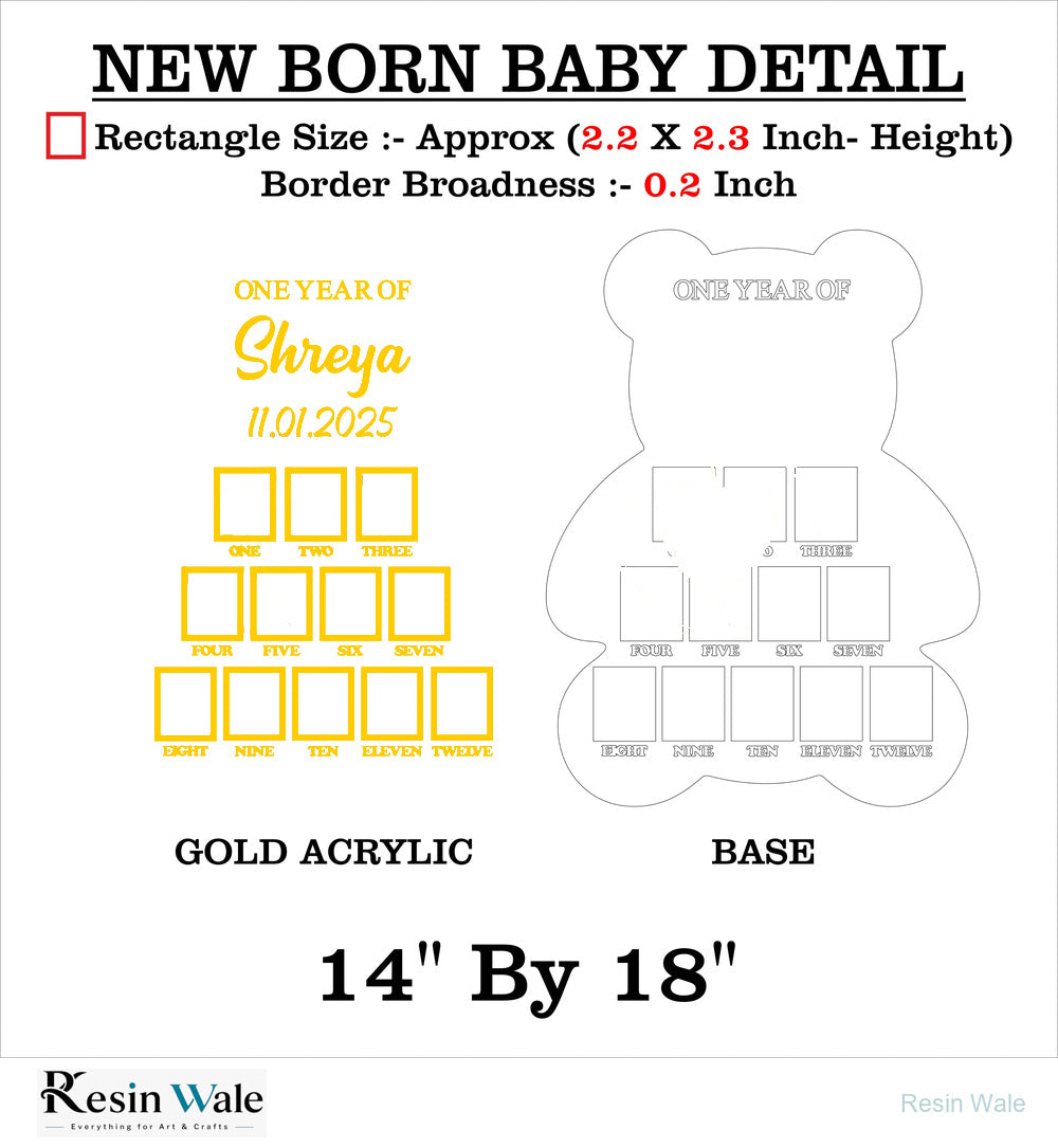Custom Acrylic - One Year Baby Frame - Resin Wale