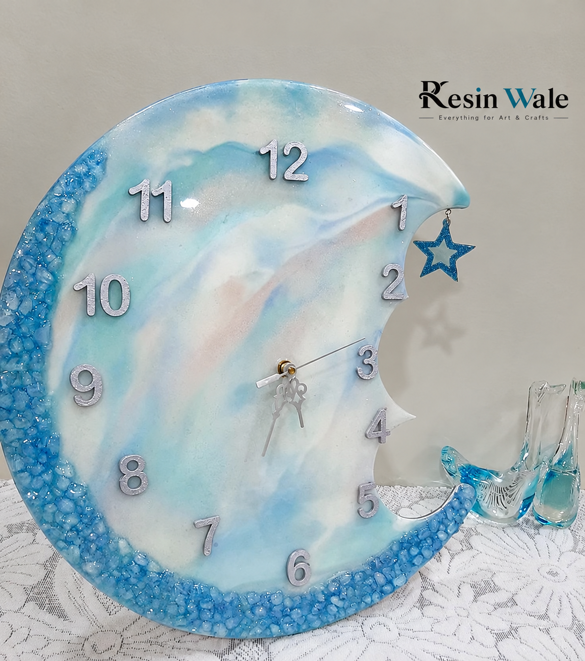 MDF Moon Clock Set | Resin Wale