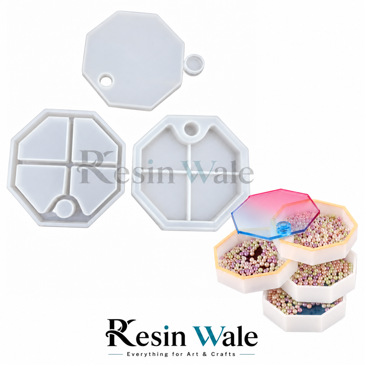 Resin Wale Octagon Multi Layer Storage Box With Fitting Mould