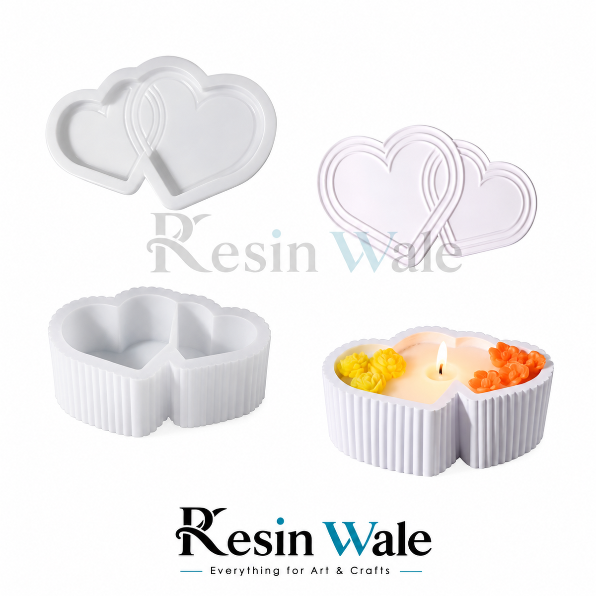 Resin Wale Double Heart Storage Box Mould