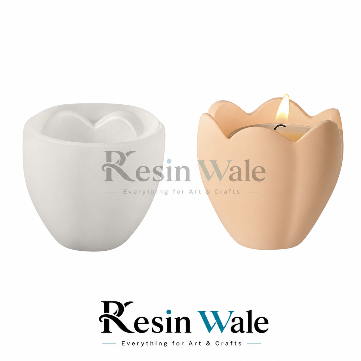 Resin Wale 6 Petal Flower Candle Jar Mould