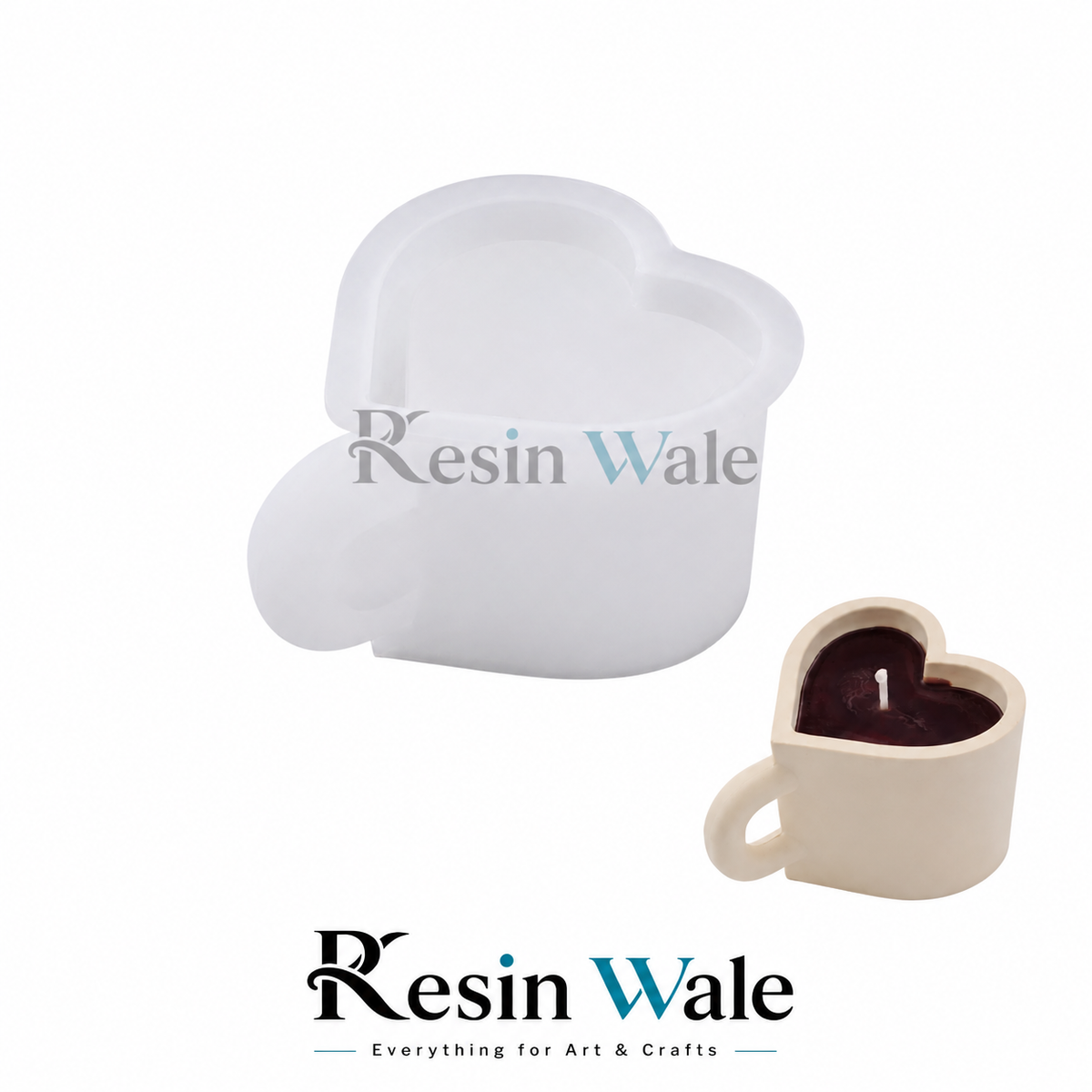 Resin Wale 3D Heart Shape Candle Holder Mould