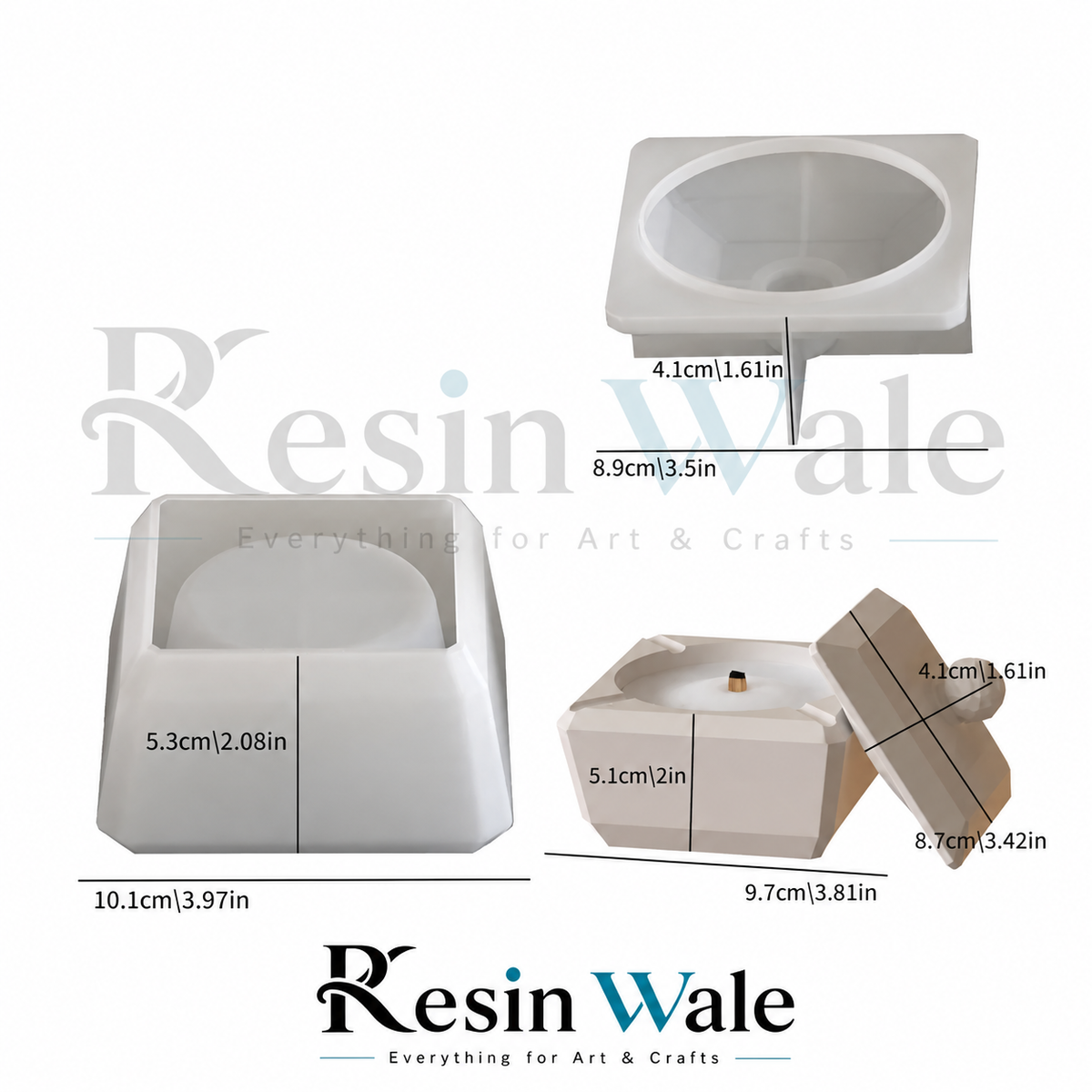 Resin Wale Classic Square Jar Mould