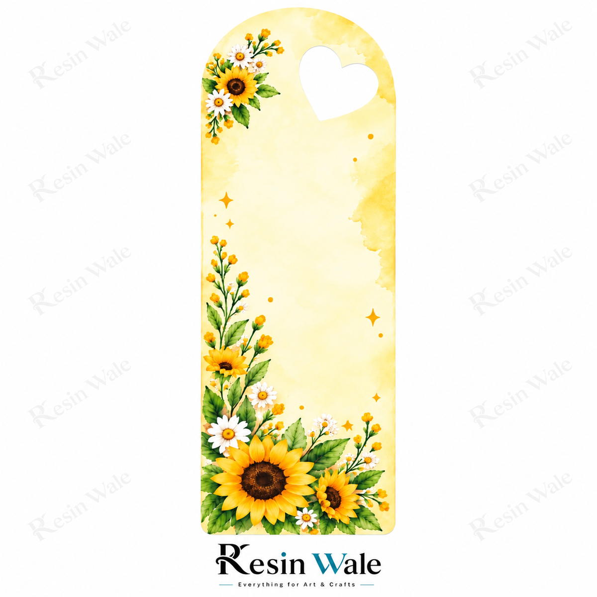 Heart Cutout Gift Packing Cards FC107 - Golden Yellow - Sunflower & Daisy