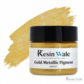 Resin Wale Gold Metallic Pigment — NMP01, branded original jar and colour swatch