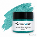 Resin Wale Teal Metallic Pigment — NMP07, branded jar with colour swatch