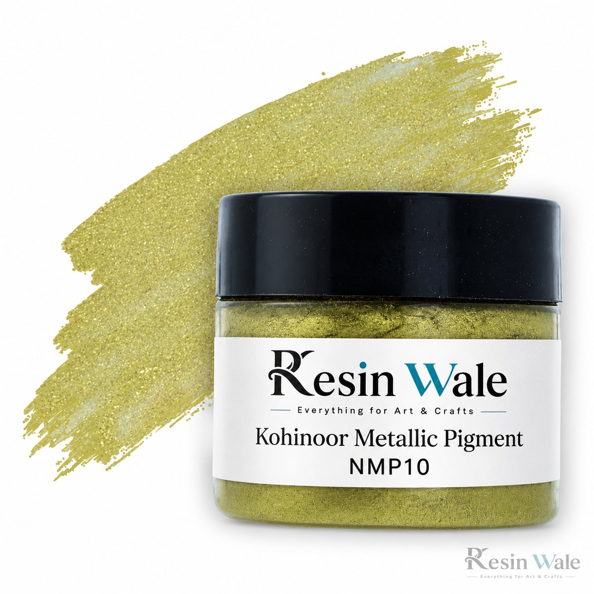 Resin Wale Kohinoor Metallic Pigment — NMP10, branded jar with colour swatch
