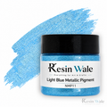 Resin Wale Light Blue Metallic Pigment — NMP11, branded jar with colour swatch