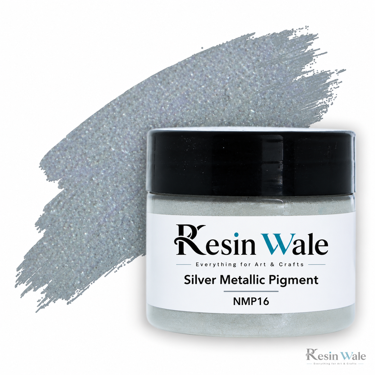 Resin Wale Silver Metallic Pigment — NMP16, branded original jar and watermark