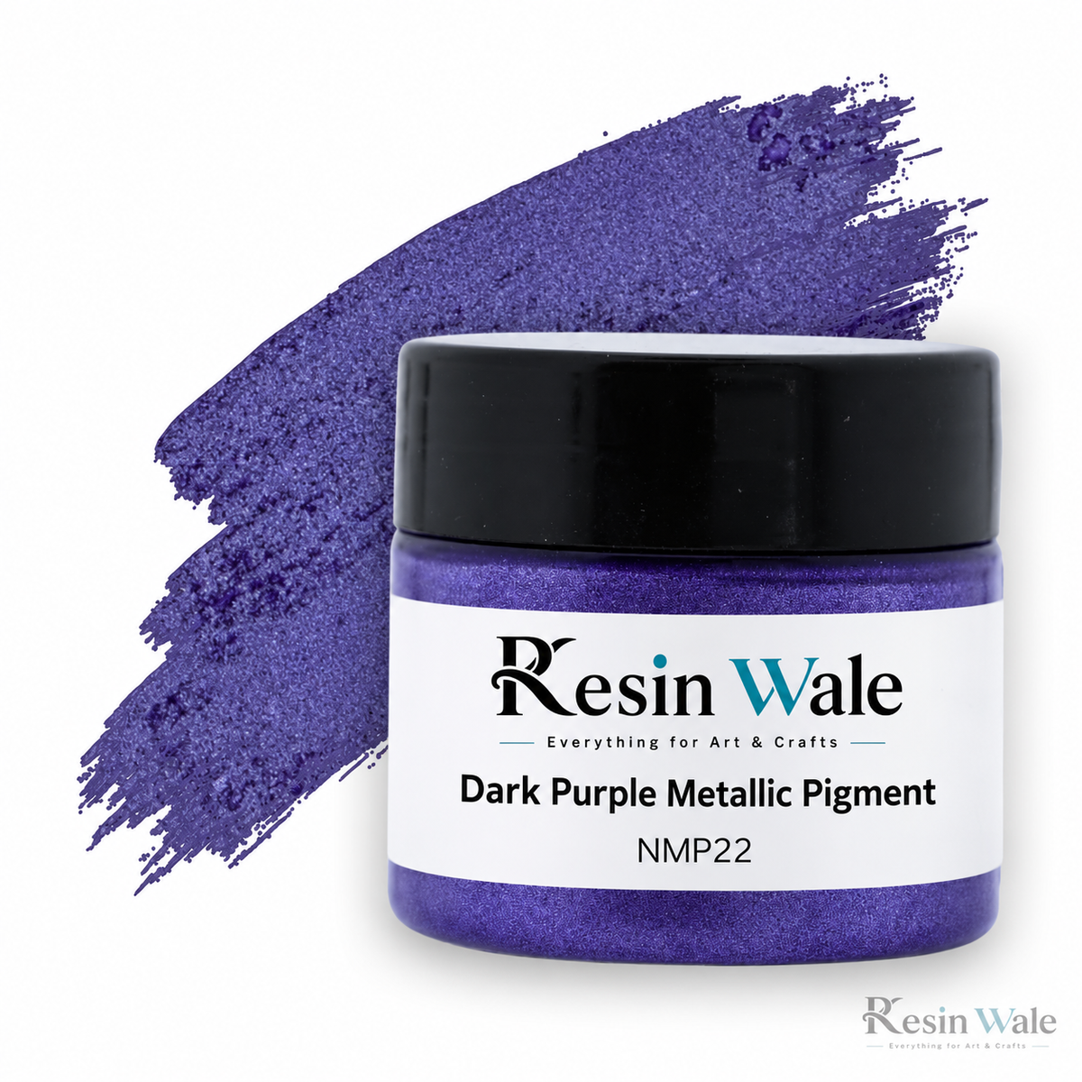 Resin Wale Dark Purple Metallic Pigment — NMP22, branded original jar and watermark