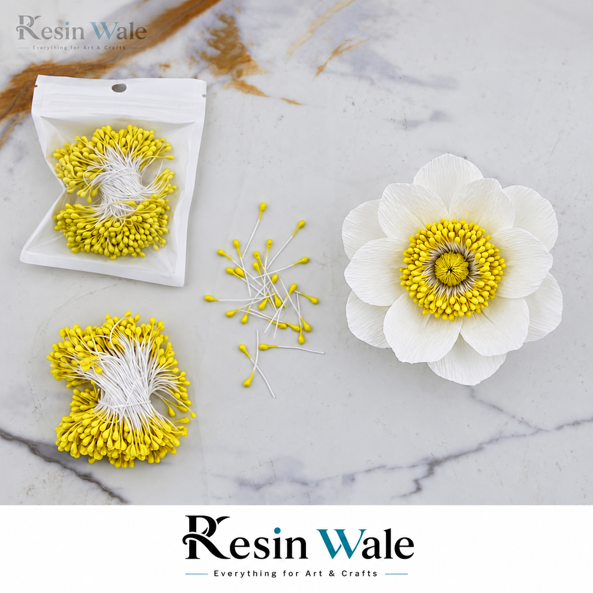 Pearl Yellow flower pollens and stamens - Resin Wale
