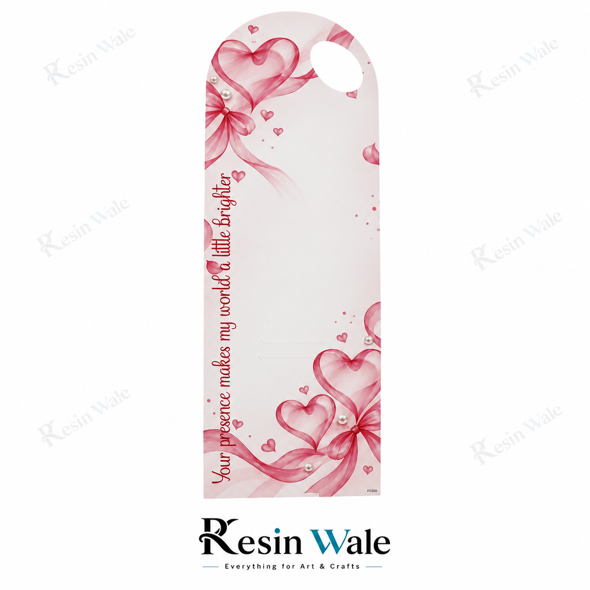 Premium Cards FC020 - Baby Pink & Rose Pink - Heart Ribbon with Resin Wale branding