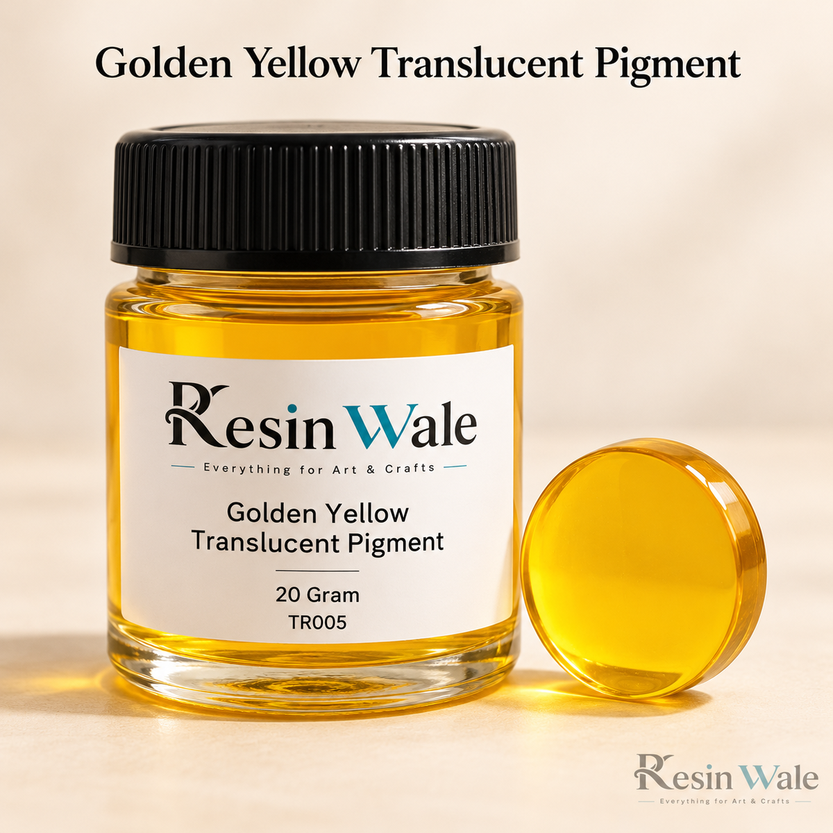 Resin Wale Golden Yellow Translucent Pigment in branded glass bottle