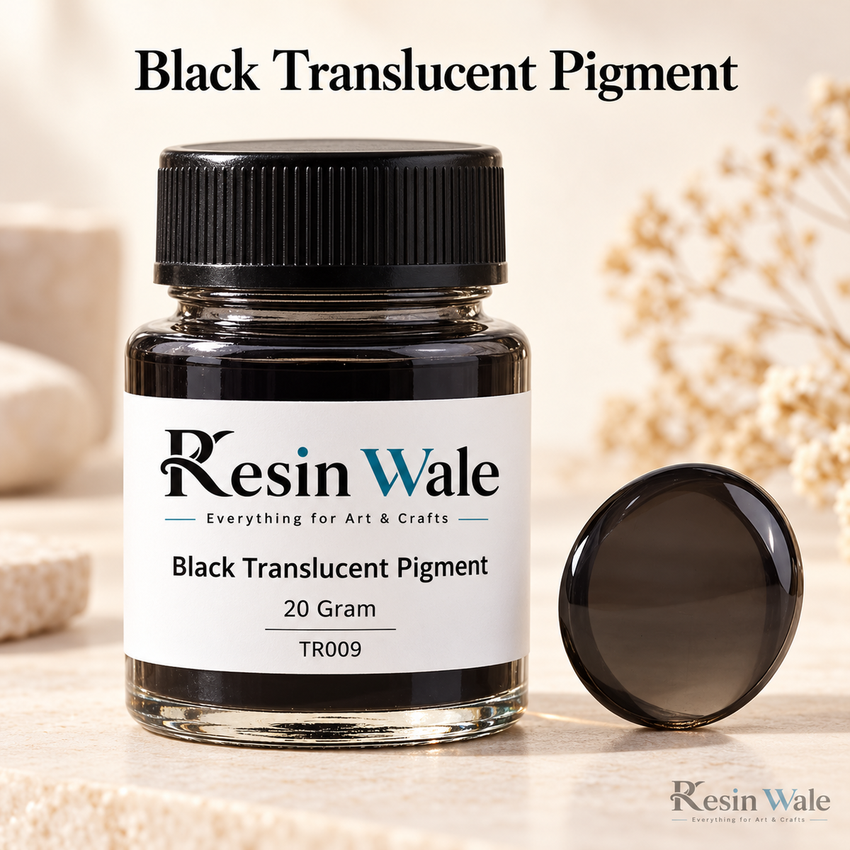 Resin Wale Black Translucent Pigment in branded glass bottle