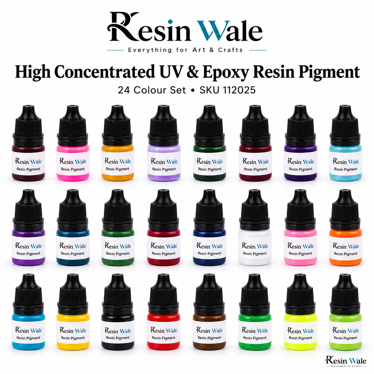 Resin Wale High Concentrated UV & Epoxy Resin Pigment,24-colour set,SKU112025